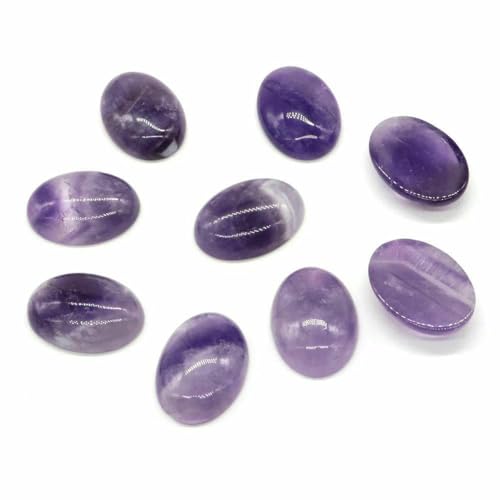 5 Stück/Los ovale Cabochon-Perlen, natürliche Kristalle, Stein, flache Rückseite, Kamee, Abstandshalter für Schmuckherstellung, DIY-Anhänger, Halskette – Amethyst – 8 x 10 mm von BSGUZ