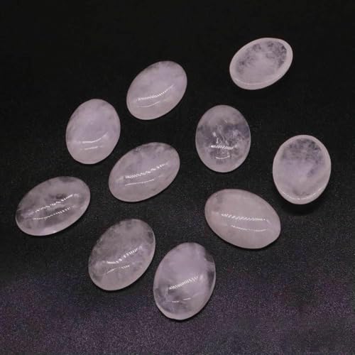 5 Stück/Los ovale Cabochon-Perlen, natürliche Kristalle, Stein, flache Rückseite, Kamee, Abstandshalter für Schmuckherstellung, DIY-Anhänger, Halskette – Bergkristall – 30 x 40 mm von BSGUZ