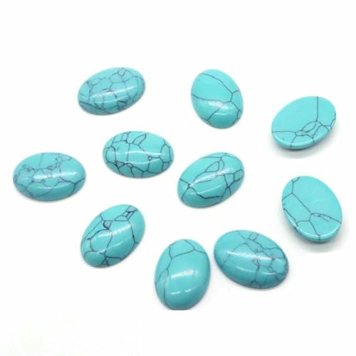 5 Stück/Los ovale Cabochon-Perlen, natürliche Kristalle, Stein, flache Rückseite, Kamee, Abstandshalter für Schmuckherstellung, DIY-Anhänger, Halskette – Grün Türkis – 13 x 18 mm von BSGUZ