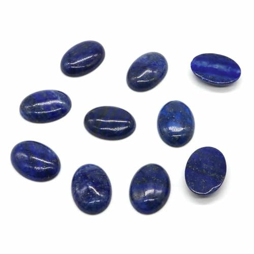 5 Stück/Los ovale Cabochon-Perlen, natürliche Kristalle, Stein, flache Rückseite, Kamee, Abstandshalter für Schmuckherstellung, DIY-Anhänger, Halskette – Lapislazuli – 13 x 18 mm von BSGUZ