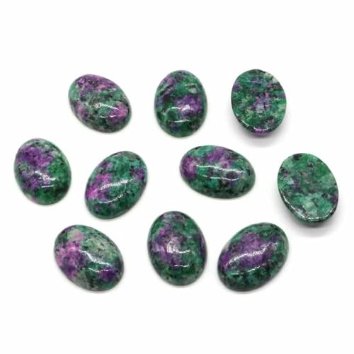 5 Stück/Los ovale Cabochon-Perlen, natürliche Kristalle, Stein, flache Rückseite, Kamee, Abstandshalter für Schmuckherstellung, DIY-Anhänger, Halskette – Rubin-Zoisit – 8 x 10 mm von BSGUZ