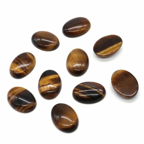 5 Stück/Los ovale Cabochon-Perlen, natürliche Kristalle, Stein, flache Rückseite, Kamee, Abstandshalter für Schmuckherstellung, DIY-Anhänger, Halskette – Tigerauge, 30 x 40 mm von BSGUZ