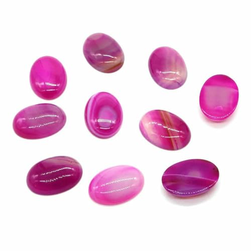 5 Stück/Los ovale Cabochon-Perlen, natürliche Kristalle, Stein, flache Rückseite, Kamee, Abstandshalter für Schmuckherstellung, DIY-Anhänger, Halskette – rosa gestreifter Achat, 18 x 25 m von BSGUZ