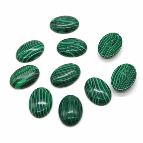 5 Stück/Los ovale Cabochon-Perlen, natürliche Kristalle, Stein, flache Rückseite, Kamee, Abstandshalter zur Schmuckherstellung, DIY-Anhänger, Halskette – Malachit-Türkis – 20 x 30 mm von BSGUZ