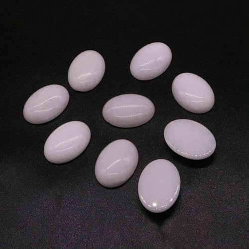 5 Stück/Los ovale Cabochon-Perlen, natürliche Kristalle, Stein, flache Rückseite, Kamee-Abstandshalter zur Schmuckherstellung, DIY-Anhänger, Halskette – weiße Jade – 10 x 14,0 mm von BSGUZ