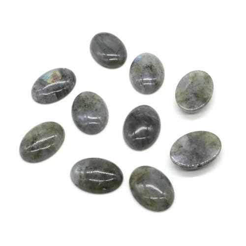 5 Stück/Los ovale Cabochon-Perlen, natürlicher Kristallstein, flache Rückseite, Kamee-Abstandshalter zur Schmuckherstellung, DIY-Anhänger, Halskette – Labradorit – 15 x 20 mm von BSGUZ