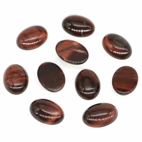 5 Stück/Los ovale Cabochon-Steinperlen, natürliche Kristall-Edelsteine, flache Rückseite, Kamee-Abstandshalter zur Schmuckherstellung, Ohrring-Anhänger, Halskette, Roter Tigerauge, 13 x 18 mm von BSGUZ