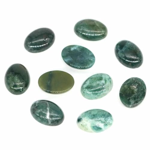 5 Stück/Los ovale Cabochon-Steinperlen, natürliche Kristall-Edelsteine, flache Rückseite, Kamee-Abstandshalter zur Schmuckherstellung, Ohrring-Anhänger, Halskette, indischer Achat, 15 x 20 mm von BSGUZ