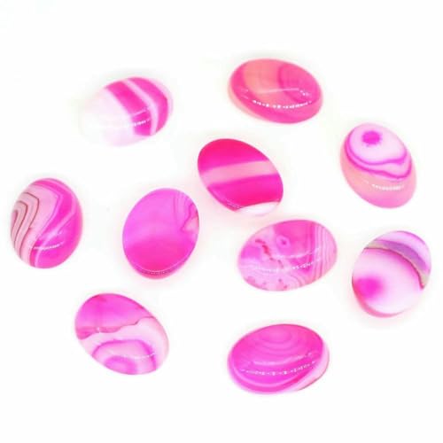 5 Stück/Los ovale Cabochon-Steinperlen, natürliche Kristall-Edelsteine, flache Rückseite, Kamee-Abstandshalter zur Schmuckherstellung, Ohrring-Anhänger, Halskette, rosa gestreifter Achat, 13 x 18 mm von BSGUZ