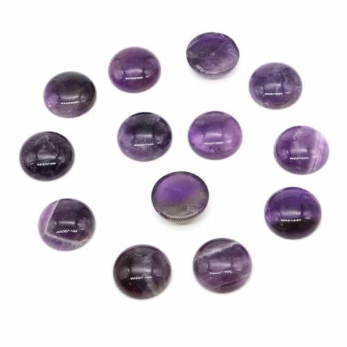 5 Stück/Lot Natürliche 6 8 10 12 14 16 18 20 25 mm Cabochons Steinperlen Cab Cameo für DIY Halskette Lesezeichen Schmuck Basteln -Amethyst-25 mm von BSGUZ