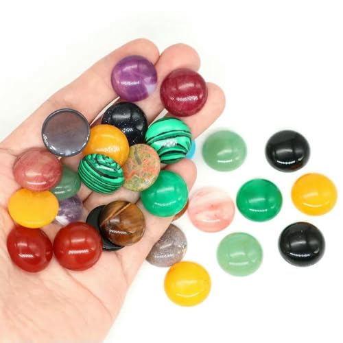 5 Stück/Lot Naturstein-Cabochon-Perlen 6 8 10 12 14 16 18 20 25 mm, flache Rückseite, Cabochon-Kamee, Edelsteinperlen, DIY-Schmuck, Ring, Halskette – Steine – 10 mm von BSGUZ