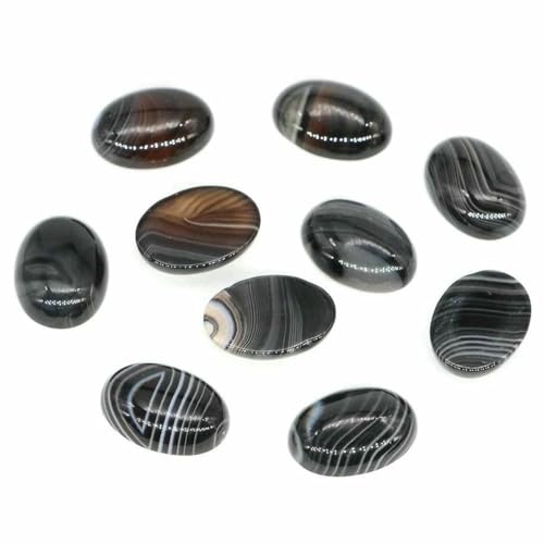 5 Stück/Lot ovale Cabochon-Steinperlen, natürliche Kristall-Edelsteine, flache Rückseite, Kamee-Abstandshalter für die Schmuckherstellung, Ohrring-Anhänger-Halskette – Achat – 13 x 18 mm von BSGUZ