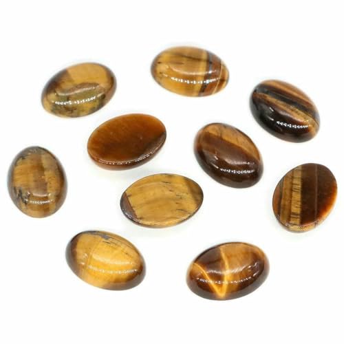 5 Stück/Lot ovale Cabochon-Steinperlen, natürliche Kristall-Edelsteine, flache Rückseite, Kamee-Abstandshalter zur Schmuckherstellung, Ohrring-Anhänger-Halskette, Tigerauge, 30 x 40 mm von BSGUZ