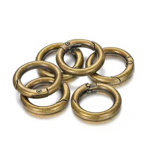 5 Stück Metall-O-Ring-Federverschlüsse, zu öffnende Karabiner, Schlüsselanhänger, Taschenclips, Haken, Hundekettenschnallen, Verbinder für die DIY-Schmuckherstellung, Antikbronze, 17,5 mm von BSGUZ