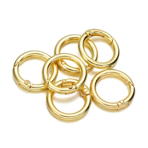 5 Stück Metall-O-Ring-Federverschlüsse, zu öffnende Karabiner, Schlüsselanhänger, Taschenclips, Haken, Hundekettenschnallen, Verbindungsstücke für die DIY-Schmuckherstellung, Gold, 17,5 mm von BSGUZ