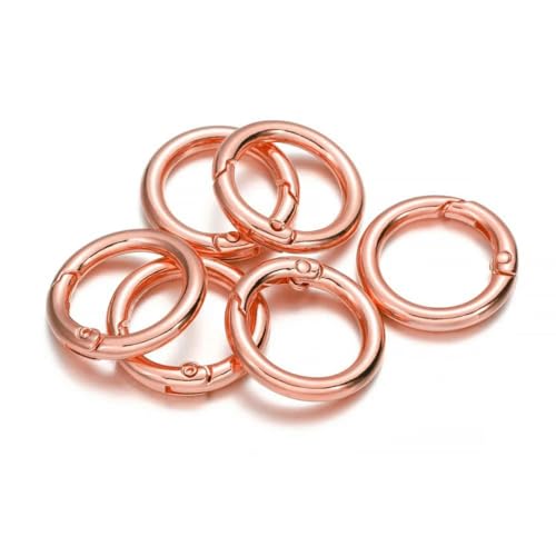 5 Stück Metall-O-Ring-Federverschlüsse, zu öffnende Karabiner, Schlüsselanhänger, Taschenclips, Haken, Hundekettenschnallen, Verbindungsstücke für die DIY-Schmuckherstellung, Roségold, 17,5 mm von BSGUZ