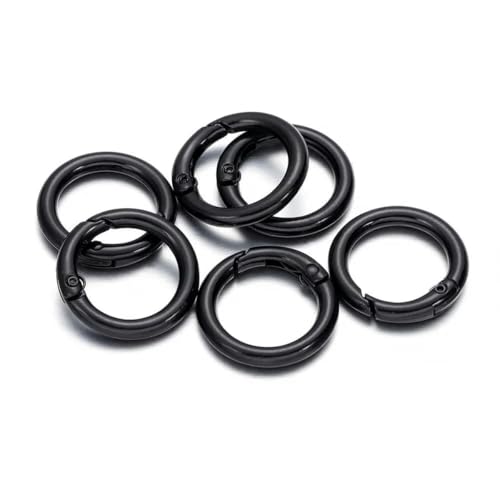 5 Stück Metall-O-Ring-Federverschlüsse, zu öffnende Karabiner, Schlüsselanhänger, Taschenclips, Haken, Hundekettenschnallen, Verbindungsstücke für die DIY-Schmuckherstellung, Schwarz, 17,5 mm von BSGUZ