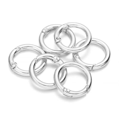 5 Stück Metall-O-Ring-Federverschlüsse, zu öffnende Karabiner, Schlüsselanhänger, Taschenclips, Haken, Hundekettenschnallen, Verbindungsstücke für die DIY-Schmuckherstellung, Silber, 17,5 mm von BSGUZ