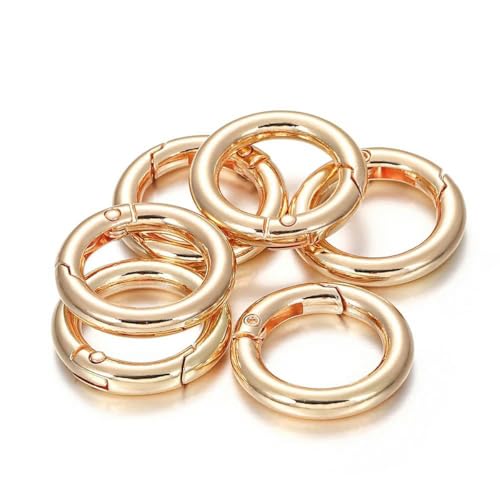 5 Stück Metall-O-Ring-Federverschlüsse, zu öffnender Karabiner, Schlüsselanhänger, Taschenclips, Haken, Hundekettenschnallen, Verbinder für die DIY-Schmuckherstellung, KC Gold, 17,5 mm von BSGUZ