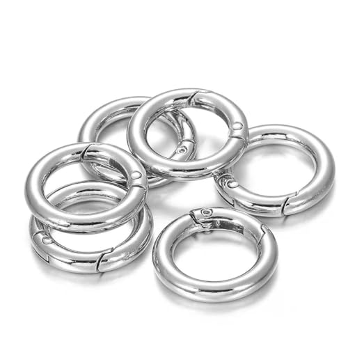 5 Stück Metall-O-Ring-Federverschlüsse, zu öffnender Karabiner, Schlüsselanhänger, Taschenclips, Haken, Hundekettenschnallen, Verbinder für die DIY-Schmuckherstellung, Rhodium, 17,5 mm von BSGUZ