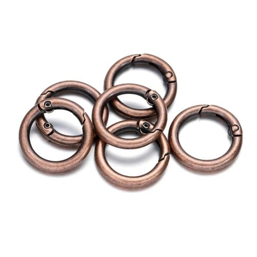 5 Stück Metall-O-Ring-Federverschlüsse, zu öffnender Karabiner, Schlüsselanhänger, Taschenclips, Haken, Hundekettenschnallen, Verbinder für die DIY-Schmuckherstellung, Rotkupfer, 17,5 mm von BSGUZ