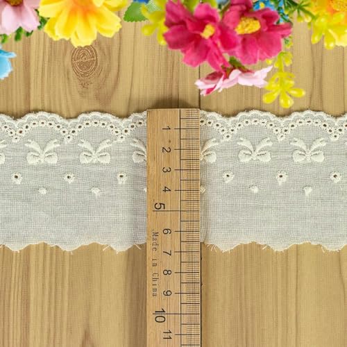 5 Yard/Lot Baumwollstoff Stickstoff Handgefertigter Spitzenbesatz zum Selbermachen für Kleidung, Rock, Kragen, Heimdekoration, Breite 6 cm, Beige, 5 Yards von BSGUZ