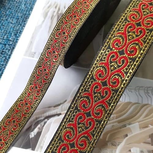 5 Yards 2 cm 3,3 cm Vintage Ethnische Stickerei Band Spitze Trim DIY Kleidung Tasche Zubehör Bestickter Stoff Custom-08-33,0 mm-5 Yards von BSGUZ