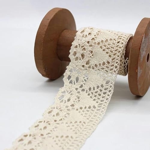 5 Yards 3-7CM Beige Weiß Stickerei Spitze DIY Handgemachte Hochzeit Party Handwerk Verpackung Patchwork Baumwolle Gehäkeltes Spitzenband-5,5 cm 5 Yards von BSGUZ