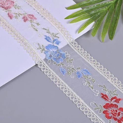 5 Yards bilaterale Milchseidenspitze transparente Netzstickerei DIY Kopfschmuckband Hochzeitskleid 4 cm weißer Kordelspitzenstoff-01-5 Yards von BSGUZ