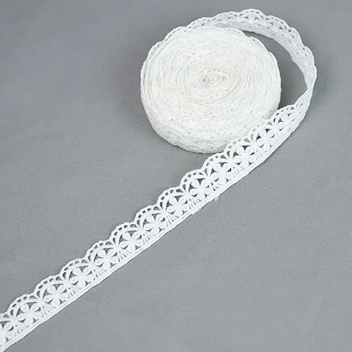 5 Yards weiße Spitze Milchseide wasserlöslich Stickerei Spitzenband Besatz Stoff zum Nähen von Bekleidungszubehör Handarbeit DIY Handwerk-C-011-Breite 1,7 cm von BSGUZ