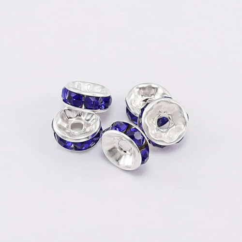 50 Stück/Los 8 mm Strass-Rondellen, Kristallperlen, lose Abstandshalter für DIY handgefertigte Schmuckzubehörteile, die Zubehör herstellen-Blau-8 mm von BSGUZ