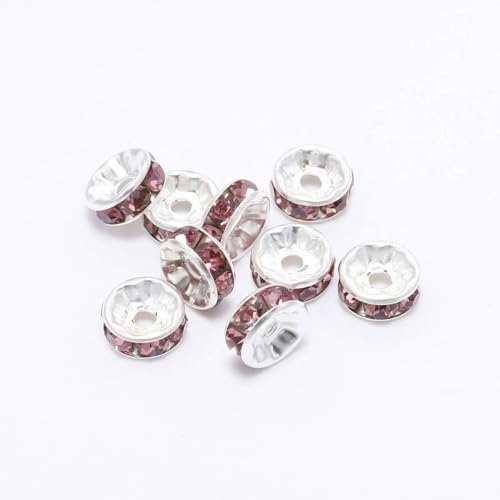 50 Stück/Los 8 mm Strass-Rondellen, Kristallperlen, lose Abstandshalter für DIY handgefertigte Schmuckzubehörteile, die Zubehör herstellen-Lila-8 mm von BSGUZ