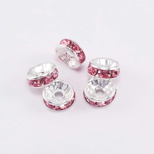 50 Stück/Los 8 mm Strass-Rondellen, Kristallperlen, lose Abstandshalter für DIY handgefertigte Schmuckzubehörteile, die Zubehör herstellen-Rosa-8 mm von BSGUZ