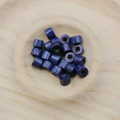 500 g/Set Bunte Röhrenperlen aus Holz, lose Perlen, Zylinder, Holz, DIY-Schmuckzubehör, getrennte Perlen zur Schmuckherstellung, Blau, 6 x 7 mm, ca. 3600 Stück von BSGUZ