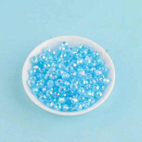 500 g AB-farbige achteckige Perlen, transparente plattierte Perlen, illusionäre Acryl-Streuperlen, DIY-Perlen, handgefertigte Materialien, Aquamarin, 8 mm, 500 g, 1800 Stück von BSGUZ