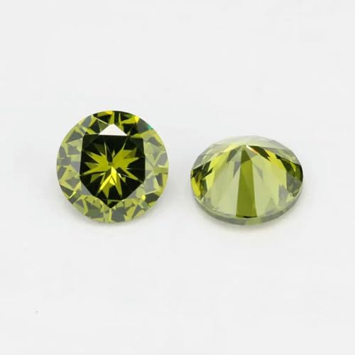 5A Zirkonia-Stein, mehrfarbig, runde Form, Brillantschliff, lose CZ-Steine, synthetische Edelsteinperlen für Schmuck, 1,0–20 mm, AAAAA-Peridot-10,0 mm, 10 Stk von BSGUZ