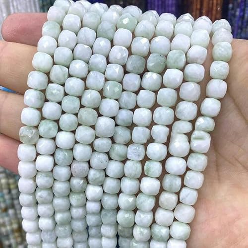 7–8 mm quadratischer Aquamarin-Chalcedon-Naturstein, lose Würfel-Abstandshalterperlen zur Schmuckherstellung, DIY-Armband-Charms-Zubehör – Jadeitfarben – 7–8 mm, 44– von BSGUZ