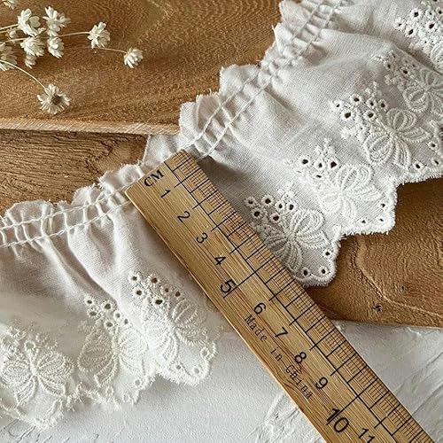 7 cm breiter luxuriöser bestickter Blumenspitzenstoff mit Aufkleber, Puppenpuppe, DIY, genähte Kleidung, Kragen, Rüschen, Hochzeitsaccessoire-Weiß 7 cm_a-10 Yard von BSGUZ