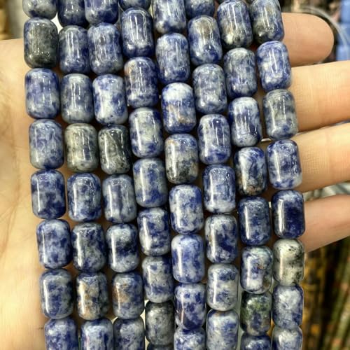 8 x 12 mm Naturstein, Zylinderform, Türkis, Achate, Quarz, Jade, lose Abstandsperlen zur Schmuckherstellung, DIY-Halskettenzubehör – Weißer Punkt, Blau – 8 x 12 mm, 16 Perlen 8 x 12 mm Naturstein, Zylinderform, Türkis, Achate, Quarz, Jade, lose Abstandsperlen zur Schmuckherstellung, DIY-Halskettenzubehör – Weißer Punkt, Blau – 8 x 12 mm, 16 Perlen von BSGUZ