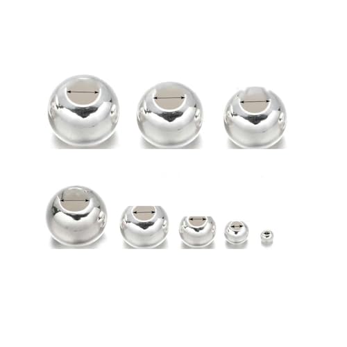 925 Sterling Silber 2–10 mm runde Kugel Spacer lose Perle für Armband Halskette Schmuckherstellung Zubehör Zubehör Basteln Charm-1–7 mm 5 Stück von BSGUZ