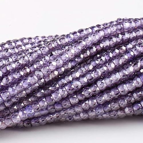 AAA 2 x 3,0 mm natürliche Zirkonperlen, braune lose Perlen, Edelstein, facettierte Zirkonperlen zur Schmuckherstellung, DIY-Zubehör, Amethystviolett, 1 Strang (170 Stück von BSGUZ