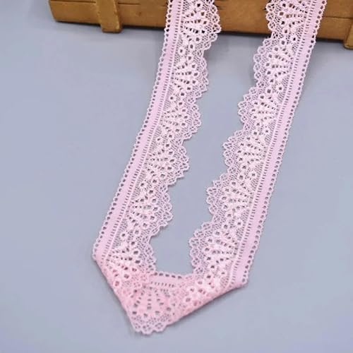 Elastisches Spitzenband, 30 mm breit, weiße Spitze, bestickte Baumwolle, elastische Spitzenbesatzbesätze, Besätze für Kleidung und Unterwäsche zum Nähen, Rosa, 4,5 m von BSGUZ