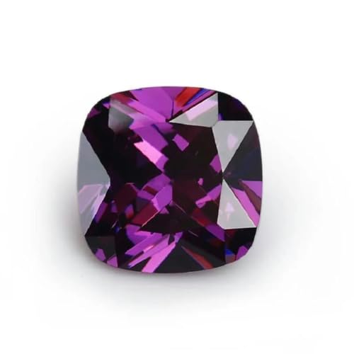 Größe 3 x 3 – 10 x 10 mm, Kissenschliff, 5A-Stein, synthetische Edelsteine, Farbe Zirkonia für Schmuck – Amethyst – 10 x 10 mm (50 Stück) von BSGUZ