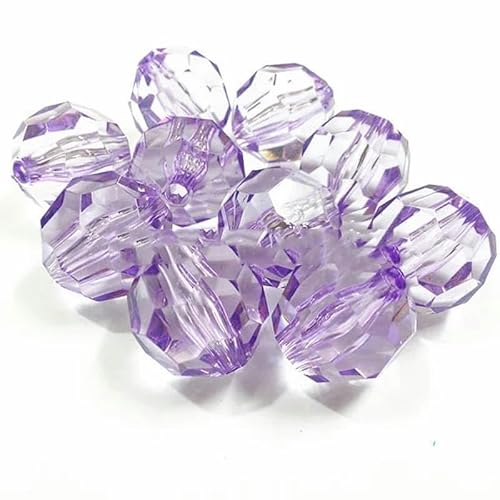 Großhandel 6 mm/8 mm/10 mm/12 mm/14,0 mm/16 mm/18 mm/20 mm transparente große Acrylperlen mit Facetten für Modeschmuck/DIY/Perlenbeutel-Design-Hellviolett-16 mm, 200 Stü von BSGUZ