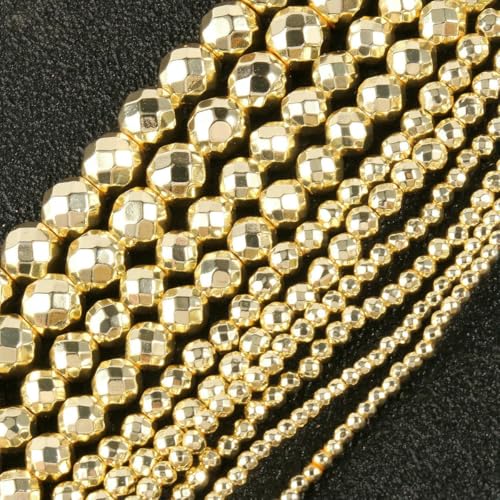 Großhandel Naturstein Schwarz Hämatit Runde Perlen 2 3 4 6 8 10 12MM 16" Pro Strang Pick Size Für Schmuck Machen-facettiert 9K gold-10mm 40 stücke perlen von BSGUZ