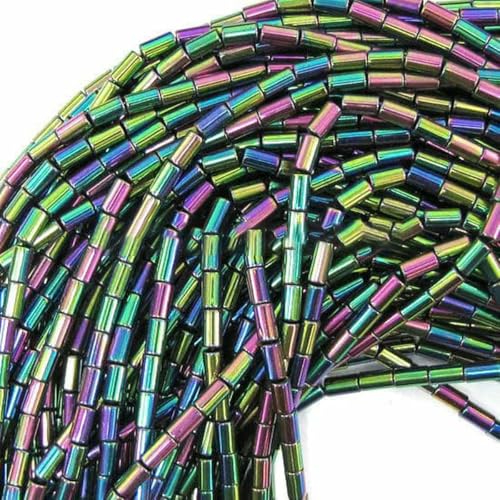 Großhandel Schwarz/Gold/Regenbogen/Silber Überzogene über 98 teile/los naturstein hämatit Rohr lose spacer perlen 16 "pro strang 4,0mm-Rot Großhandel Schwarz/Gold/Regenbogen/Silber Überzogene über 98 teile/los naturstein hämatit Rohr lose spacer perlen 16 "pro strang 4,0mm-Rot von BSGUZ