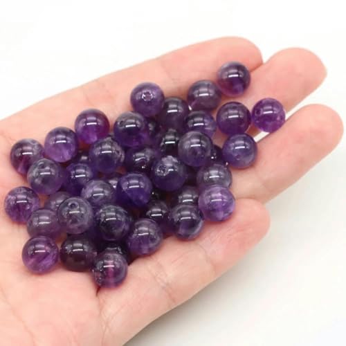 Lose Natursteinperlen 4 6 8 10 mm Amethyst Lava Türkis runde Charms Kristallperle zur Schmuckherstellung DIY Armband Halskette-Amethyst-10 mm-36–39 Stück von BSGUZ