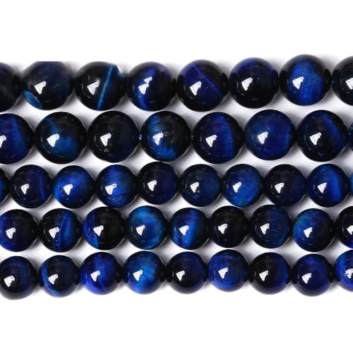 Naturstein, AAAAA-Qualität, blaue Tigerauge-Achatperlen, runde lose Perlen, 15 Zoll, 4 6 8 10 12 14 mm, wählbare Größe zur Schmuckherstellung, Lapis-Tigerauge, 14 mm, von BSGUZ