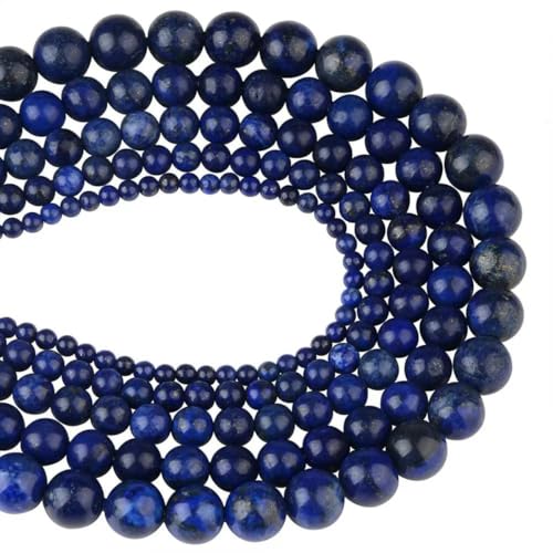 Natursteinperlen 4 6 8 10 12 mm Lava Amazonit Achate Amethyste Runde lose Perlen zum Selbermachen von Armbändern Schmuck-Lapislazuli-6 mm-ca. 60 Stück von BSGUZ