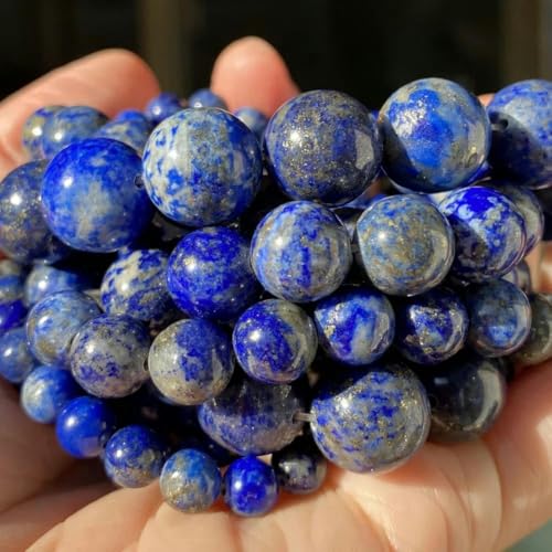 Natursteinperlen 4 6 8 10 mm Tigerauge Lava Amazonit Türkis Verkrustete Achate Jaspis Perlen zur Schmuckherstellung DIY Armband Halskette-Lapislazuli-10 mm 36 bis 37 Stü von BSGUZ